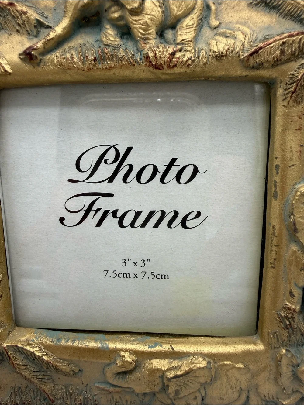 Pier One Imports Antique Gold Elephant Jungle Picture Photo Frame Fits 3